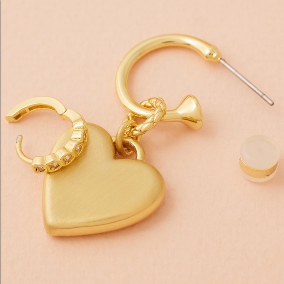 Luv AJ Gold Heart Earrings and Huggie Set - Picture 5 of 5